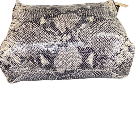 MK Michael Kors Purse Bedford Dark Sand Embossed Leather Snakeskin Bag NWT - Picture 3 of 10